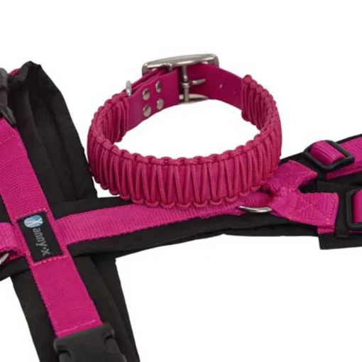 AnnyX Geschirr mit Biothane Paracord Halsband pink pink