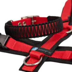 AnnyX Geschirr mit Biothane Paracord Halsband rot schwarz