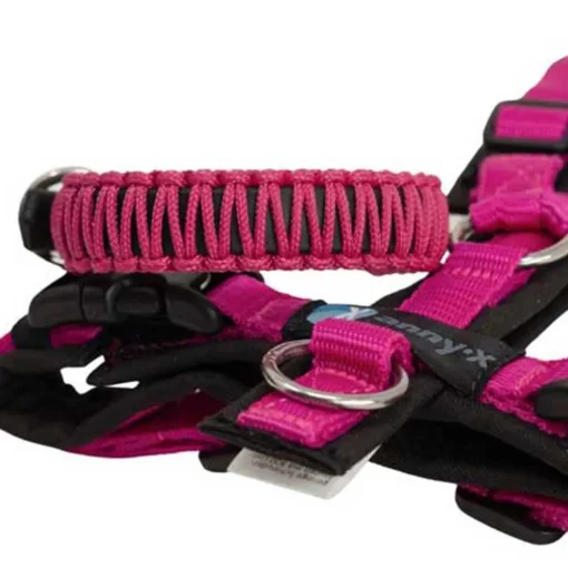 AnnyX Geschirr mit Biothane Paracord Halsband schwarz pink