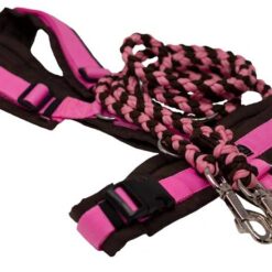 AnnyX Geschirr mit Paracord Leine braun rosa