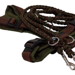 AnnyX Geschirr mit Paracord Leine oliv braun