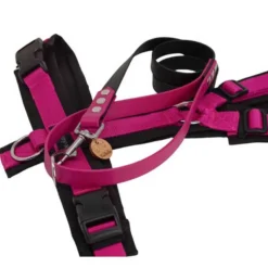 Biothane Leine mit Handschlaufe schwarz pink mit AnnyX Geschirr