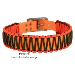 Biothane-Paracord-Halsband-orange-oliv-zweifarbig