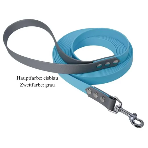 Biothane-Schleppleine-eisblau-grau