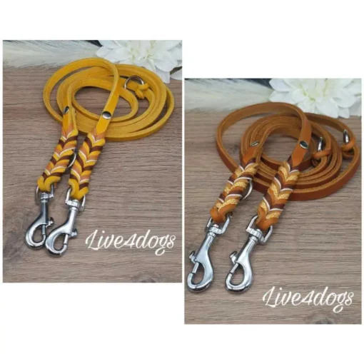 live4dogs Fettlederleine Wildblume