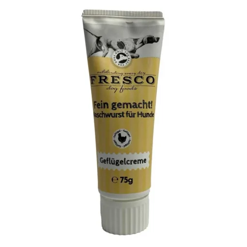 Tube FRESCO Geflügelcreme für Hunde - leckere Belohnungspaste in der Sorte Geflügel, 75g, ideal für Training und unterwegs