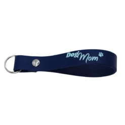 Biothane Schlüsselanhänger DogMom navy blau/babyblau
