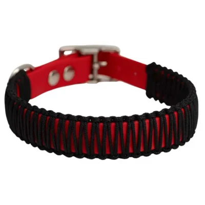 Biothane/Paracord Halsband schwarz/rot