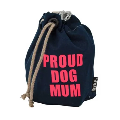 Leckerlibeutel XL Proud Dog Mum Dunkelblau/Neonpink