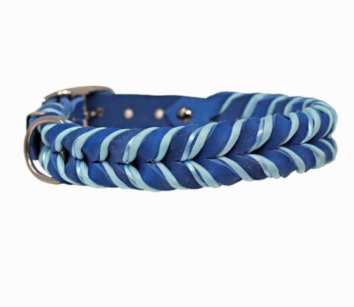 Fettleder Halsband lichtblau/hellblau