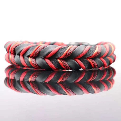 Fettleder Halsband schwarz/rot